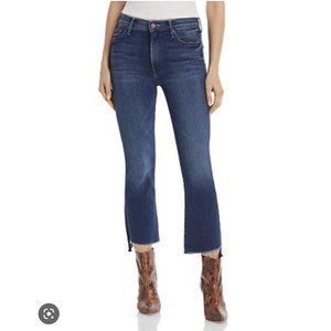MOTHER The Insider Crop Step Fray Sweet and Sassy Raw Hem Medium Wash Jeans 27